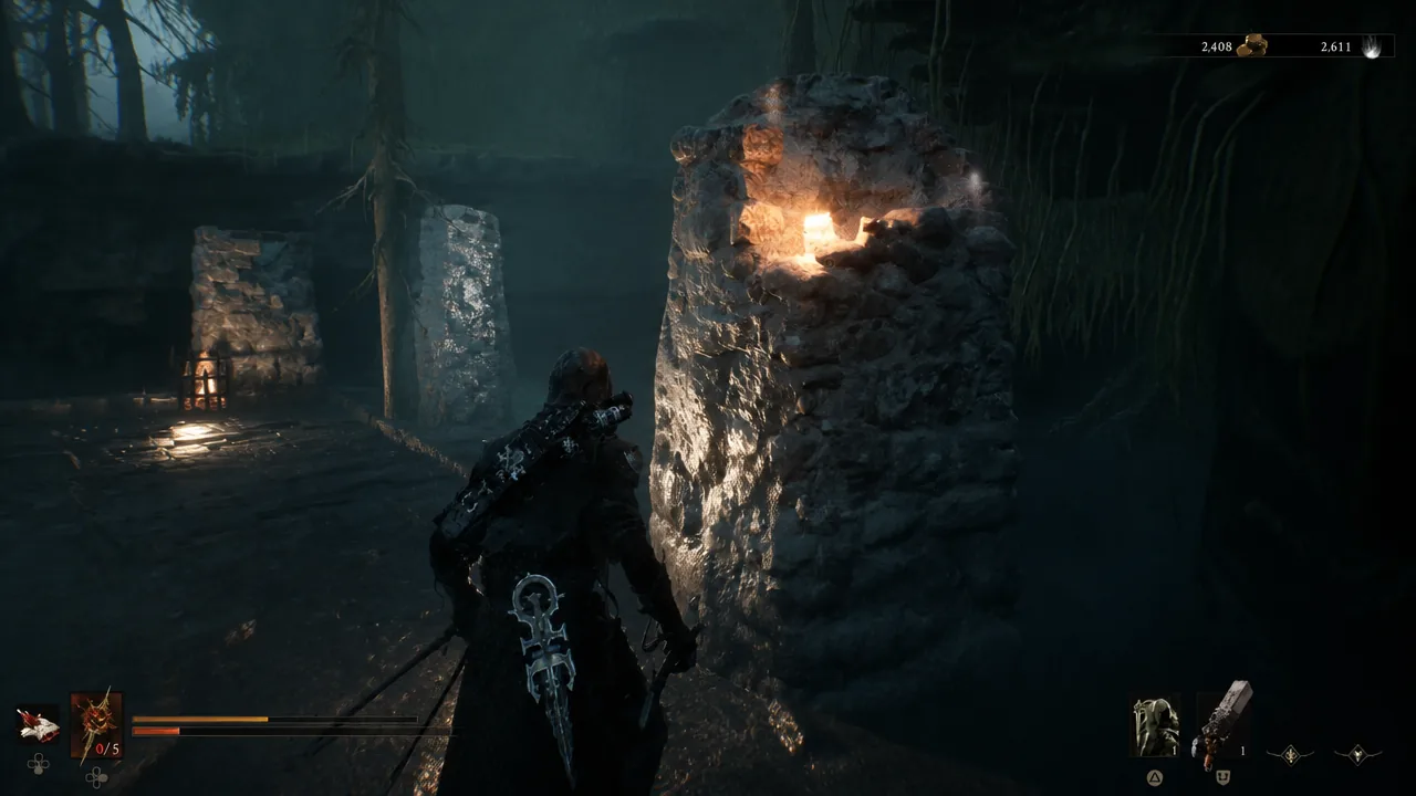 The stone platform and broken pillar in the Sunken Village holding the second offering candle