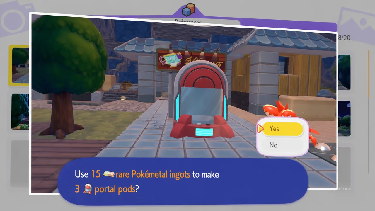 A Portal Pod photo being used at the 3D printer in Pokemon Pokopia