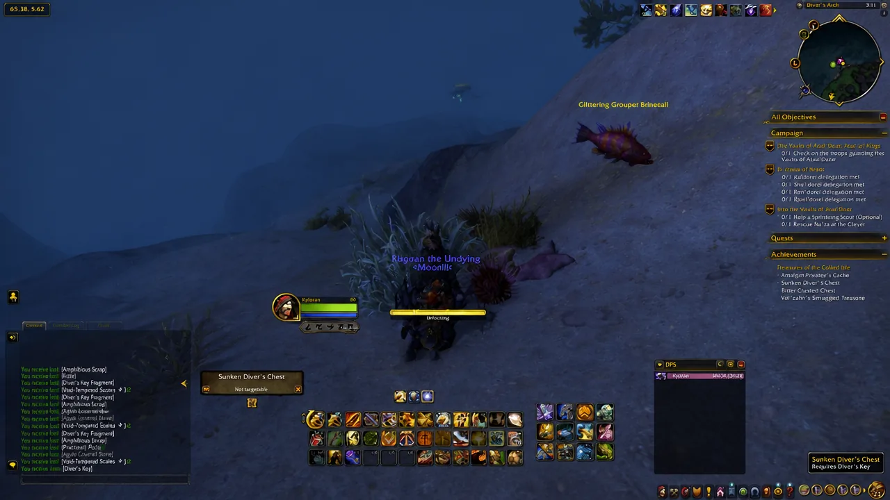 Sunken Diver's Chest being unlocked with a Diver's Key