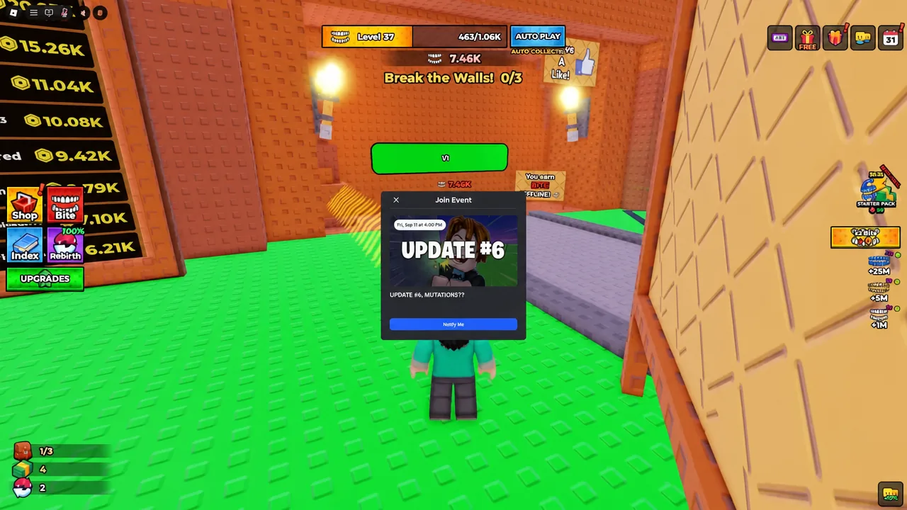 Player chewing through a wall in +1 Bite Per Click to reach the next area