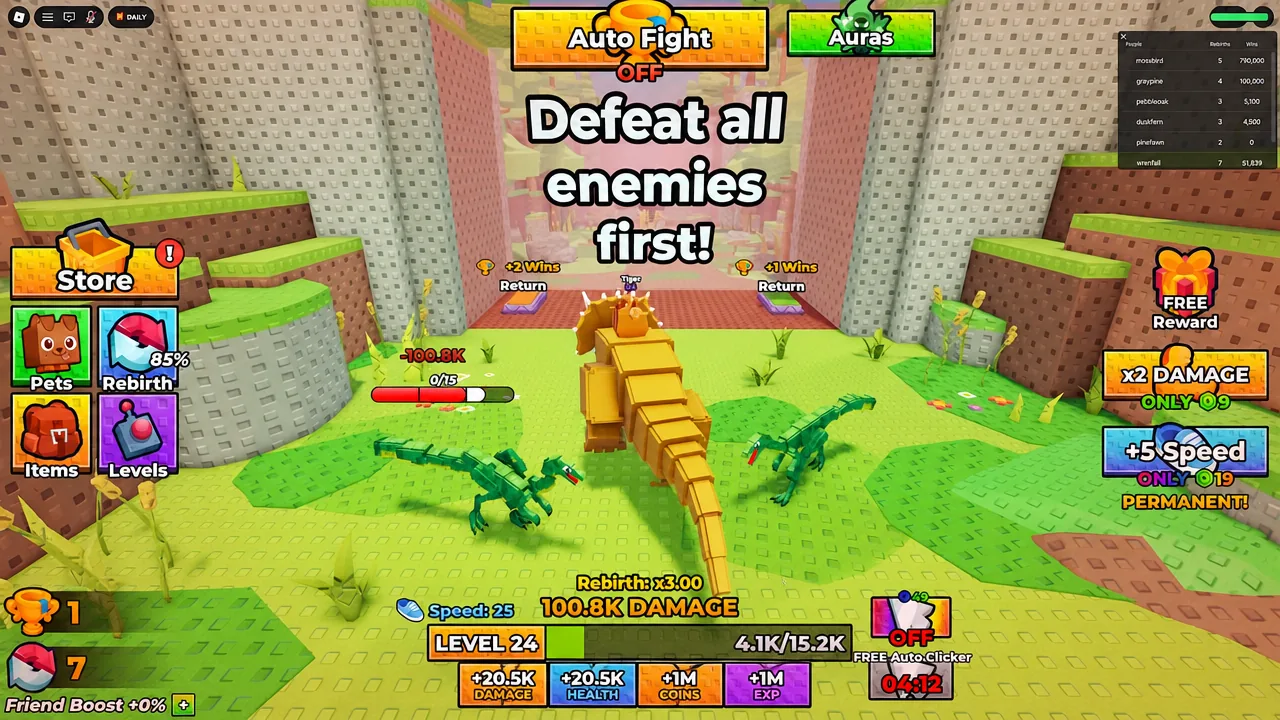 Player closing on a group of enemies with the Defeat all enemies first objective still displayed
