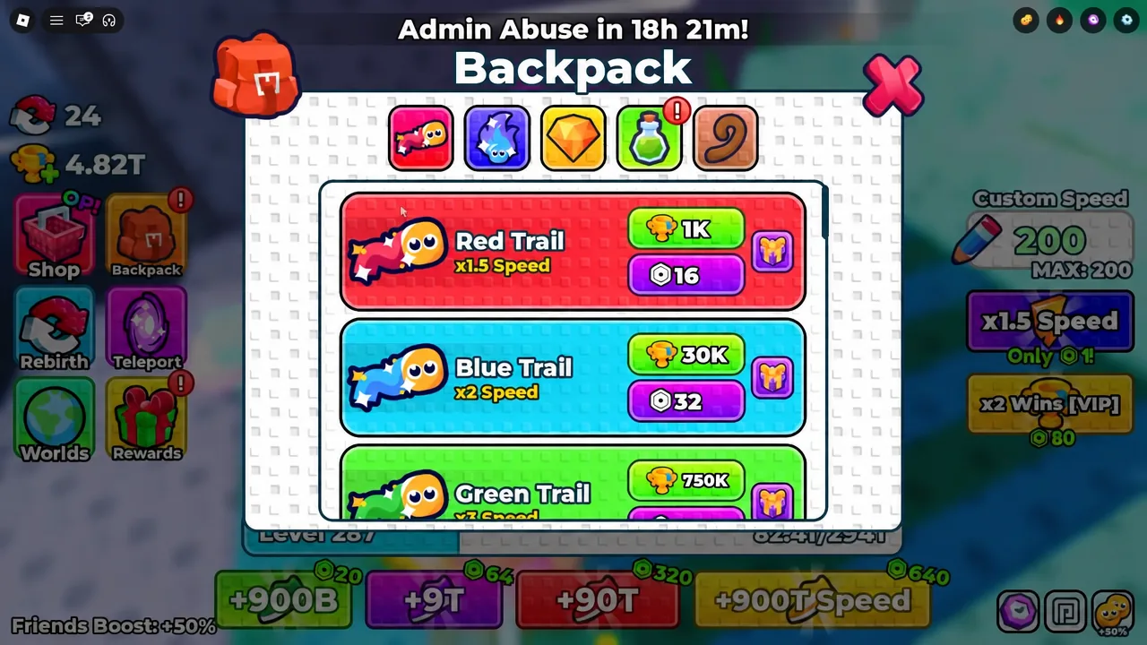 The redemption confirmation and the x2 Wins Potion, listed with a one-hour duration.