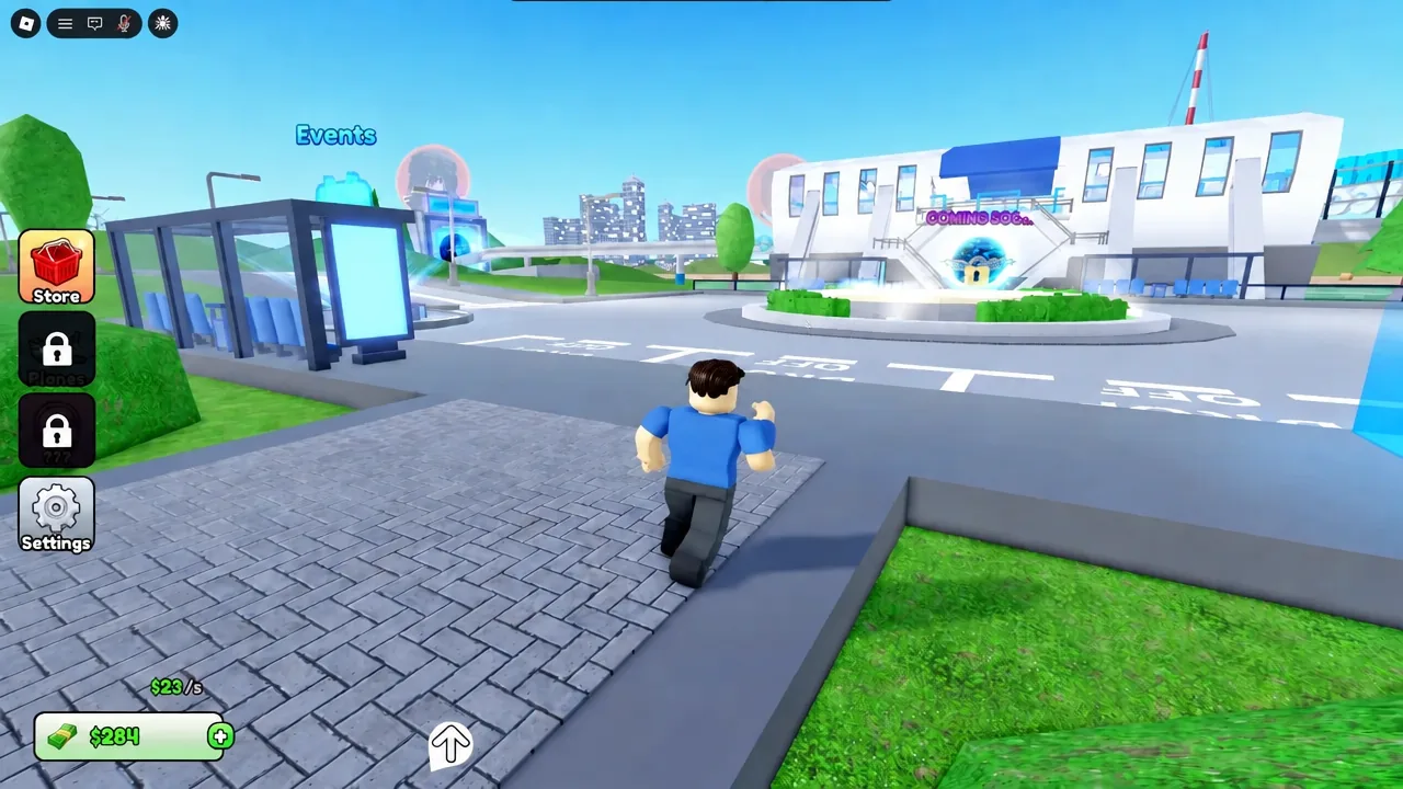 Airport plot with the Store button highlighted in the left-hand menu