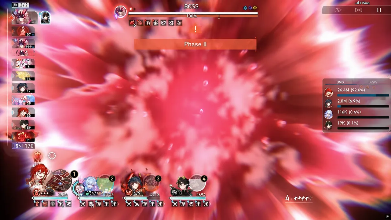 Phase II banner appearing as the King in Check boss changes forms
