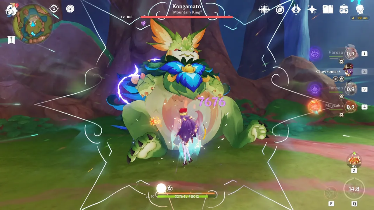 Damage number of 7676 pops up on Kongamato during an Overload rotation