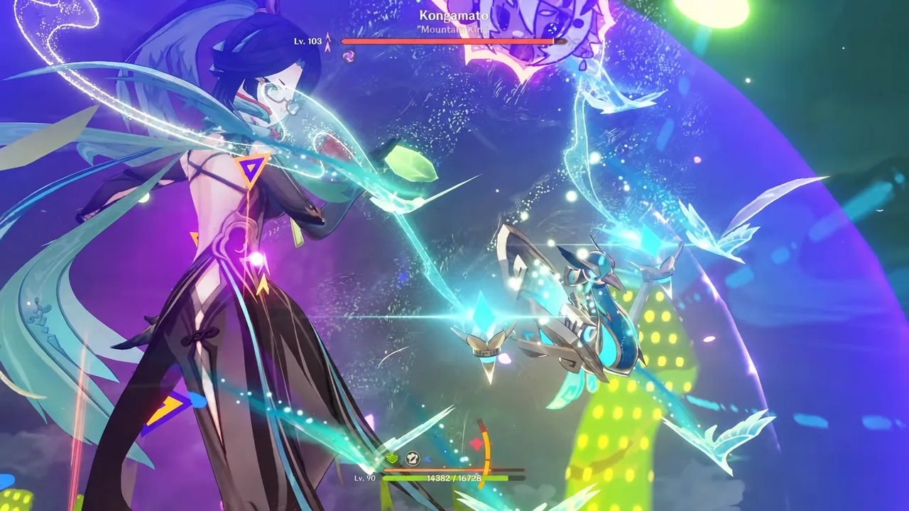Varesa plunge team fighting the level 103 Kongamato boss