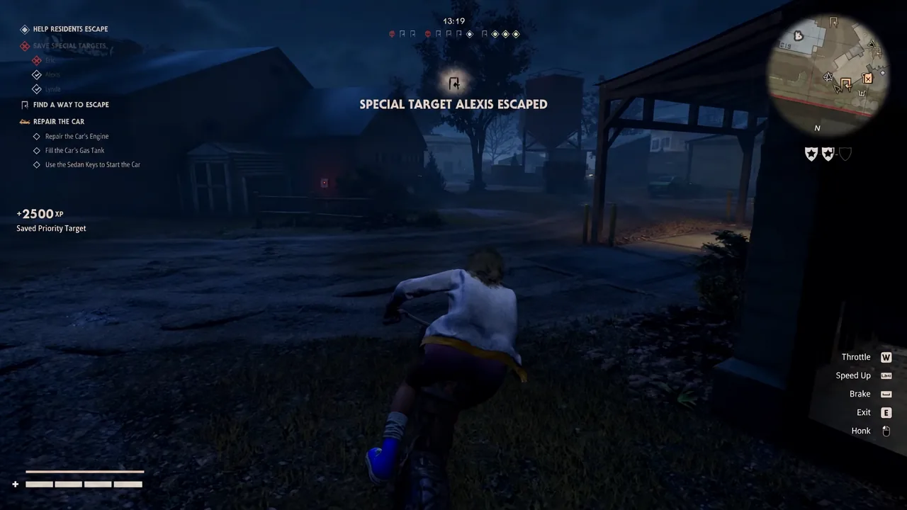 Objective HUD showing the SPECIAL TARGET ALEXIS ESCAPED notification during a match