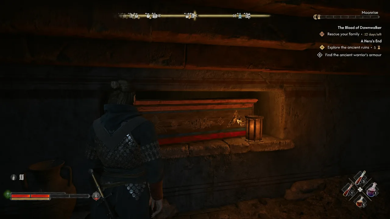 Coen searching a body in the ruins where the Letter From Florin is found