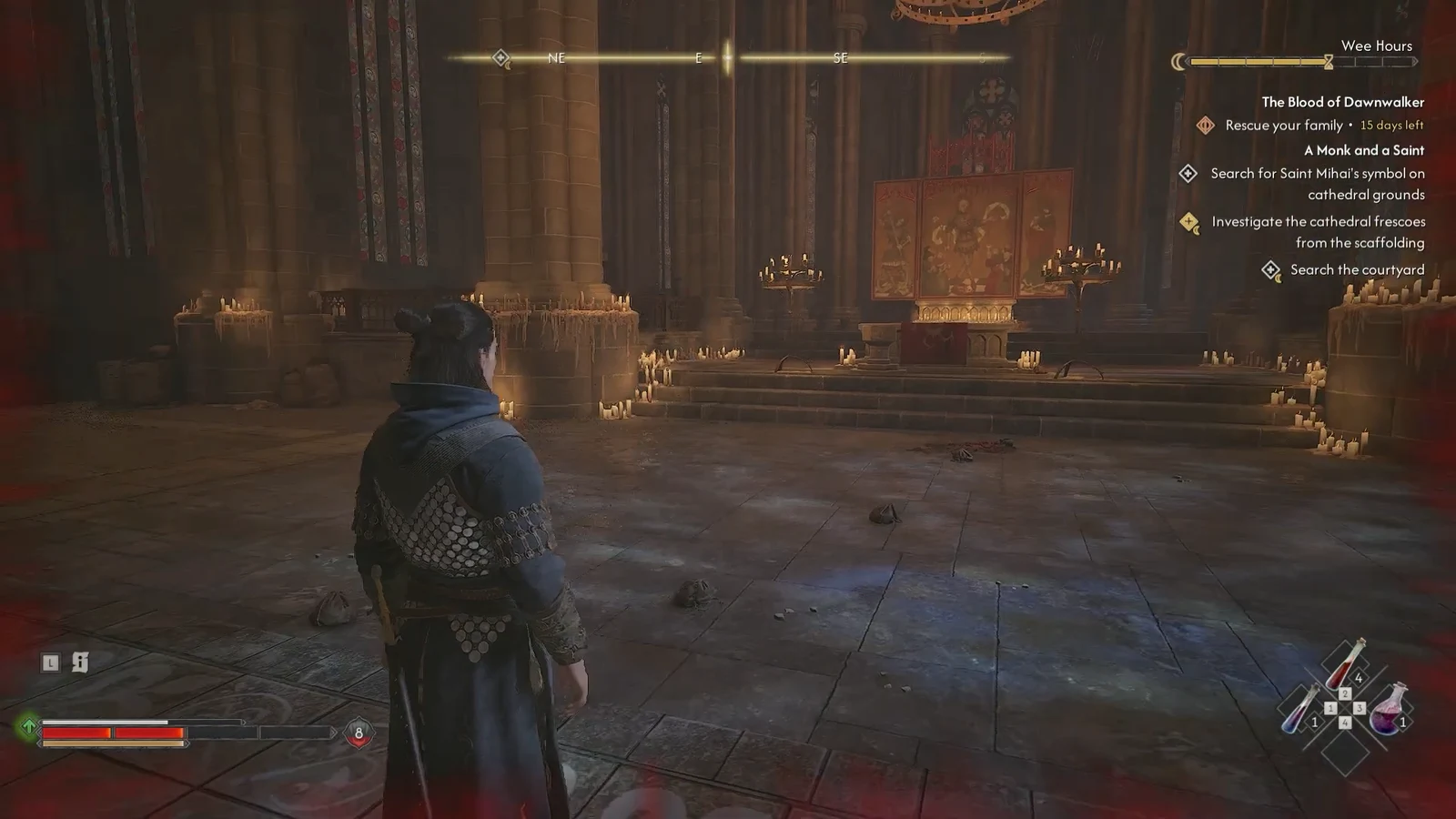 Interior of Svartrau Cathedral during the A Monk and a Saint quest