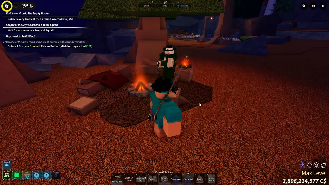Trading an Albino mutated Skycrest fish to Asher at Roslit Bay