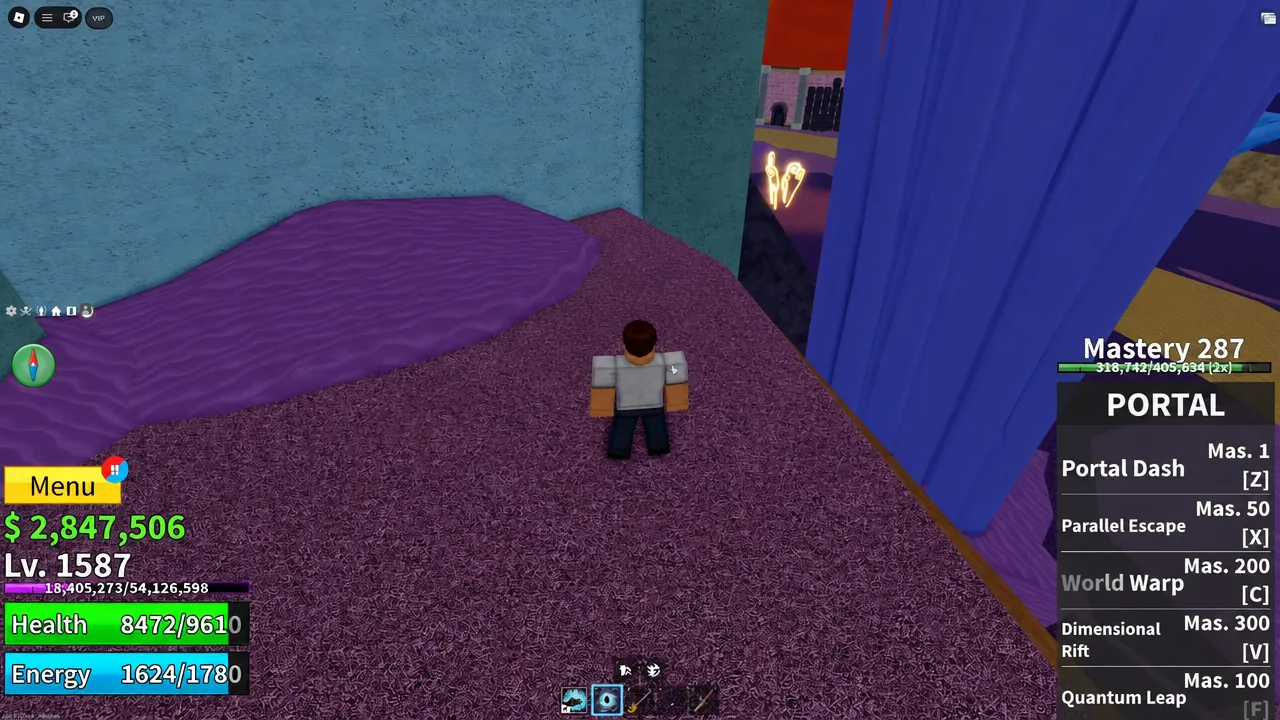 Character standing in Underwater City with the ability panel listing movement moves open on screen