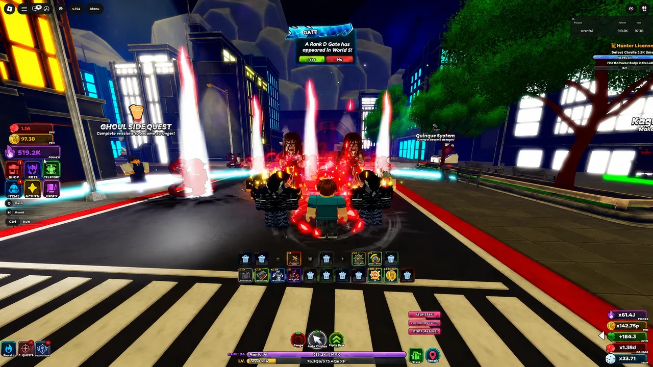 A Rank D Gate popup in World 5 with the Yes button highlighted to enter