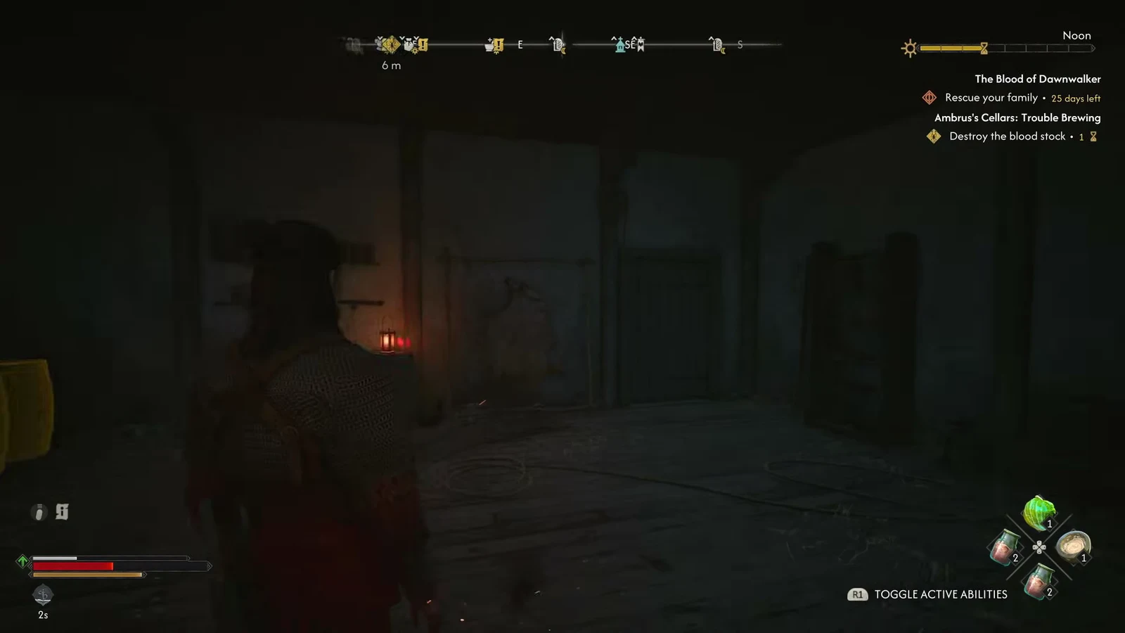 Trouble Brewing objective active while the player searches a dark room for the blood stock to destroy