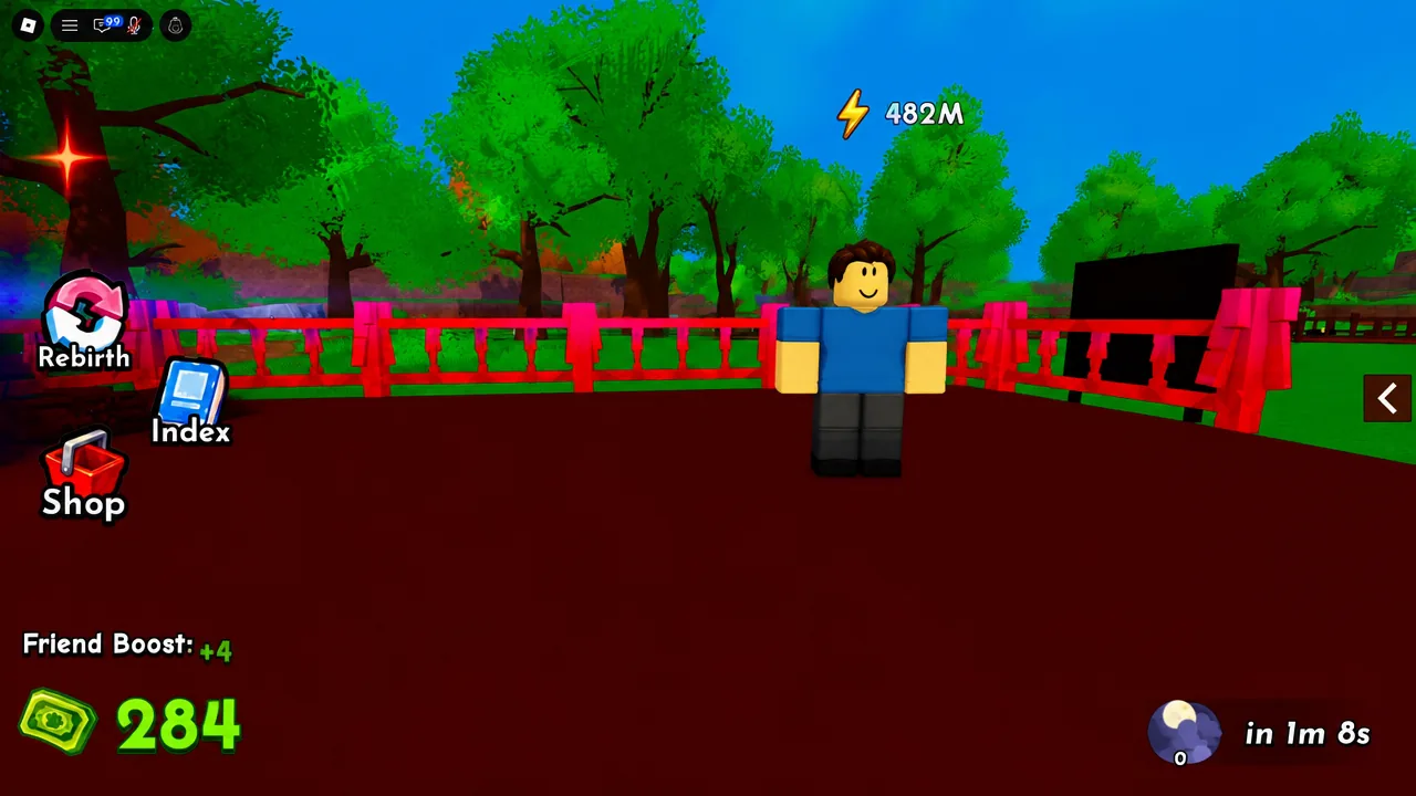 Ride A Pet avatar standing in the Overworld hub with the Shop button on screen
