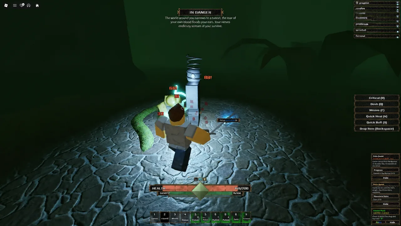Combat against a veiled enemy in a dark green corridor of The Veil