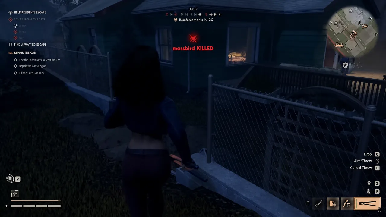 Civilian finding a hidden resident inside a house and issuing the command to escape