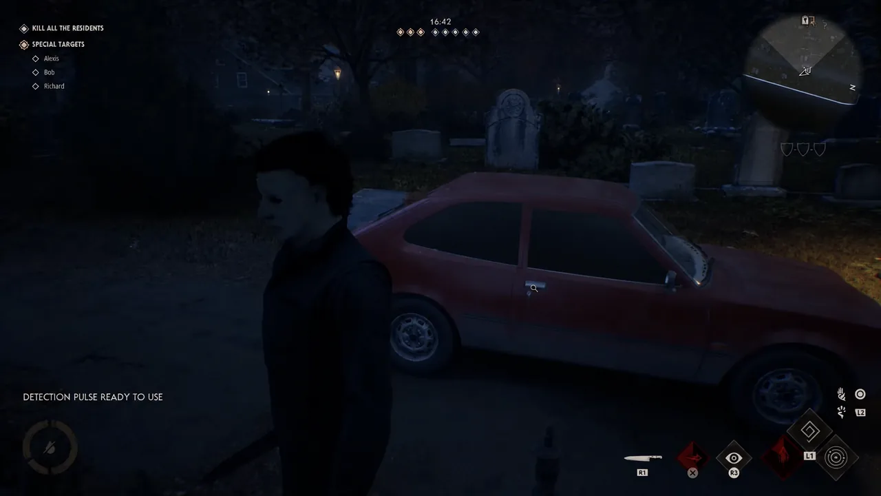 Search prompt appearing on a parked car door while looting for items