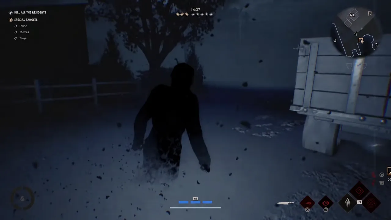 Player moving past a parked truck on the outskirts of the map at night