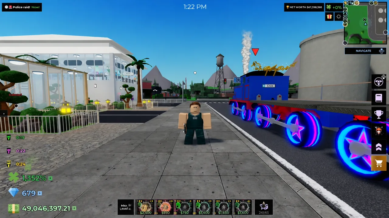Gameplay screen with the shopping cart button highlighted to open the in-game shop
