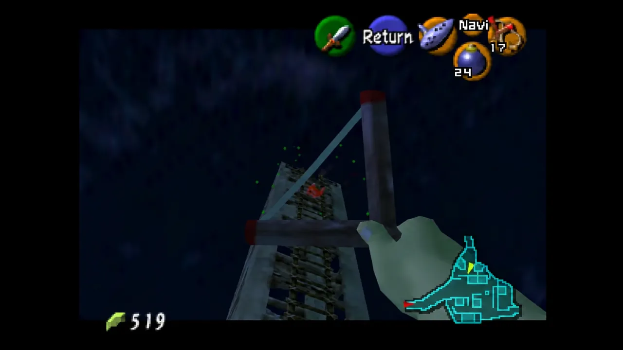 Ocarina of Time gameplay with Link exploring an area during the Gold Skulltula hunt