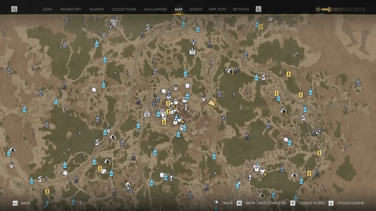 World map with the River Massacre location marked along the riverbed south of a shrine