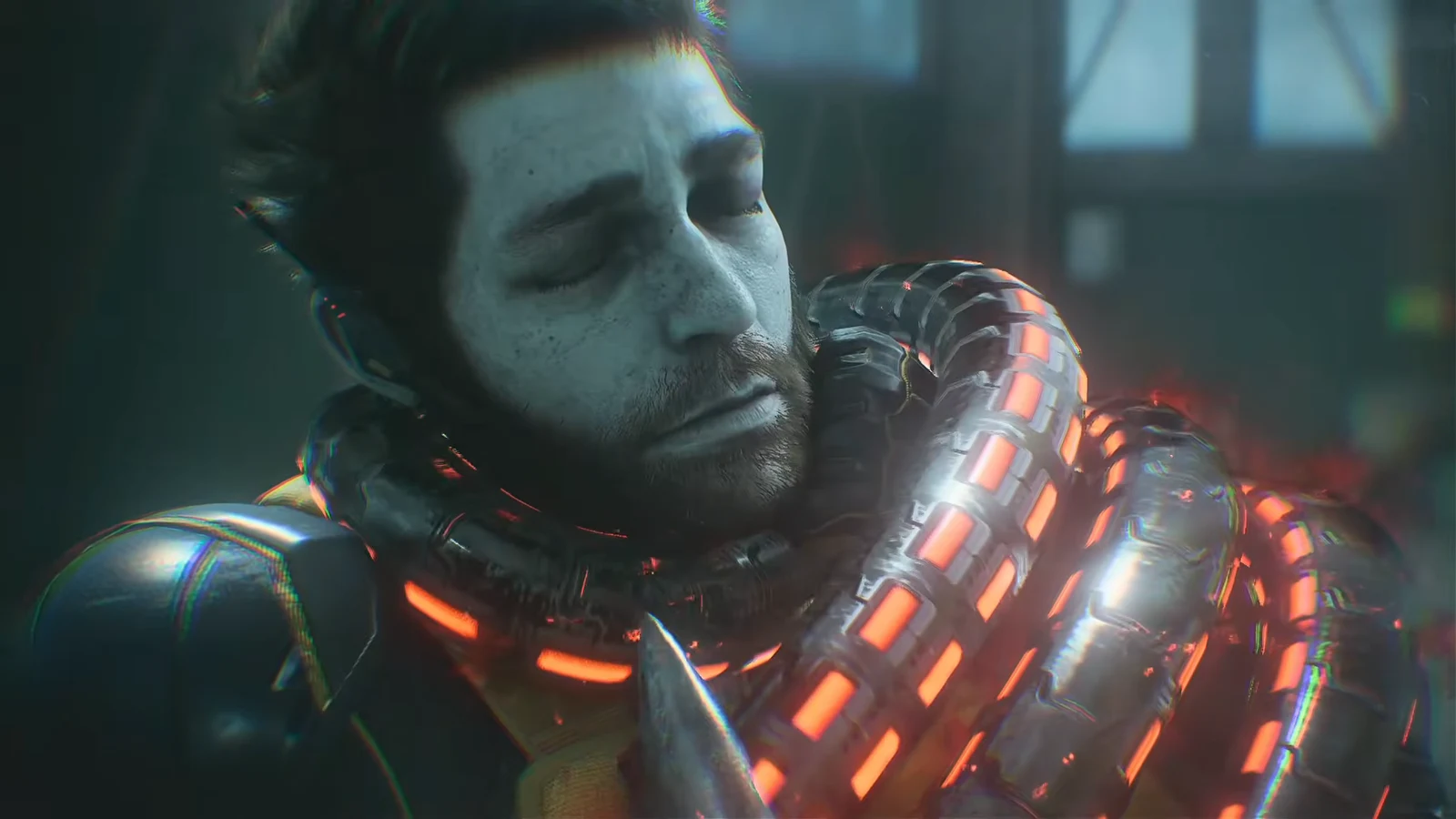 Wolverine's eyes glowing white as he breaks out of Omega Red's carbonadium coils