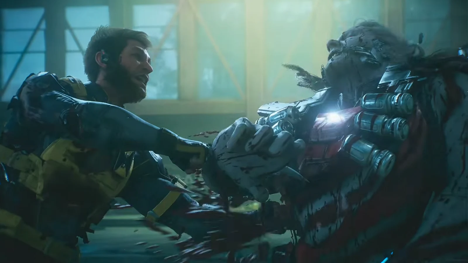 Logan standing over a downed Omega Red at the end of the first fight phase
