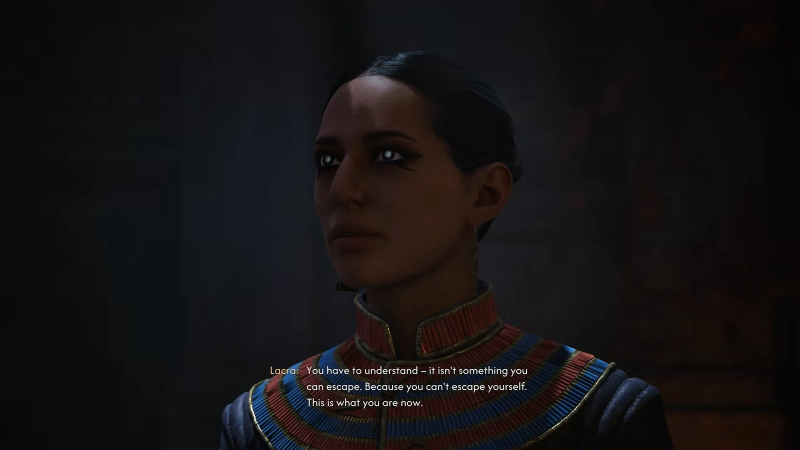 Coen in conversation with a romanceable companion during a story cutscene