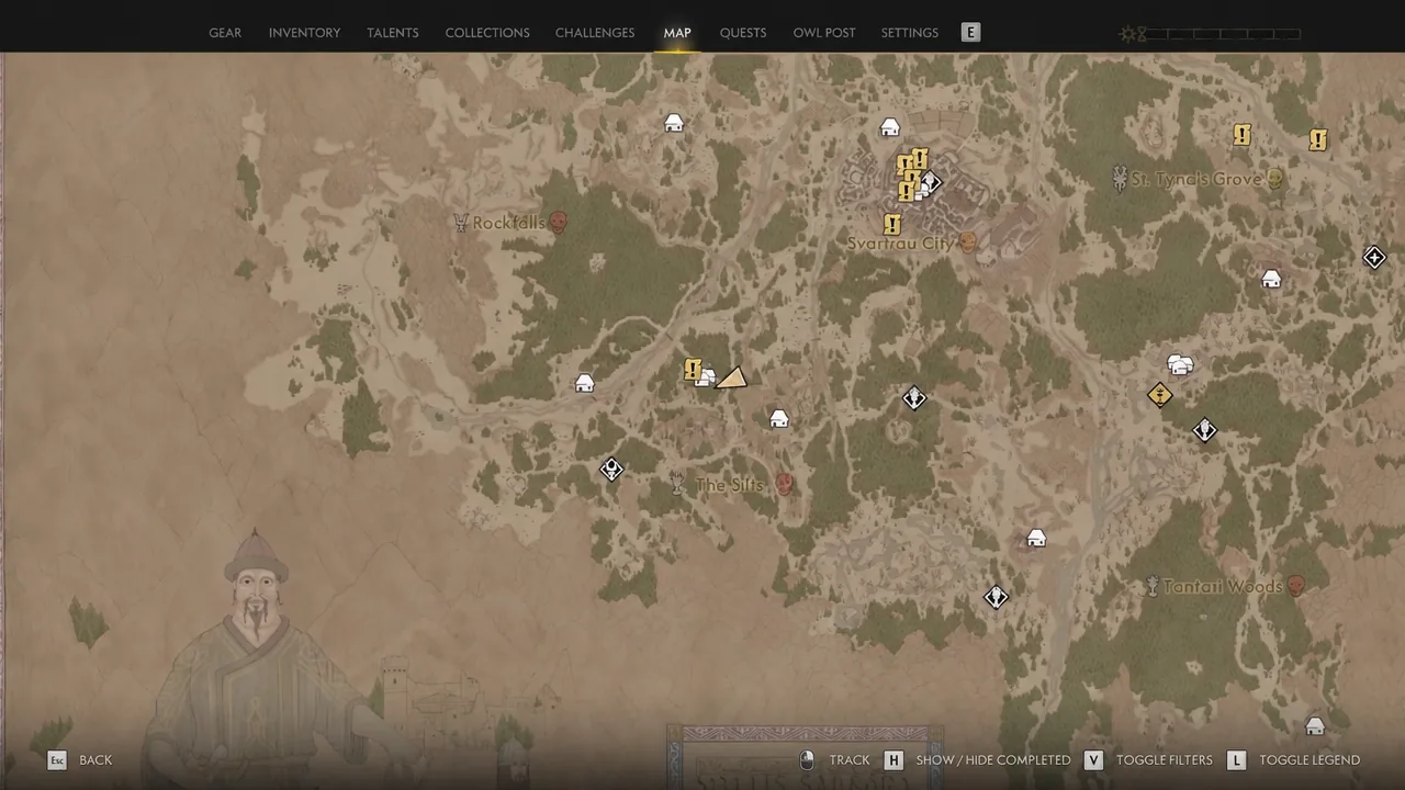 Regional map view used to locate Oghasti and nearby points of interest