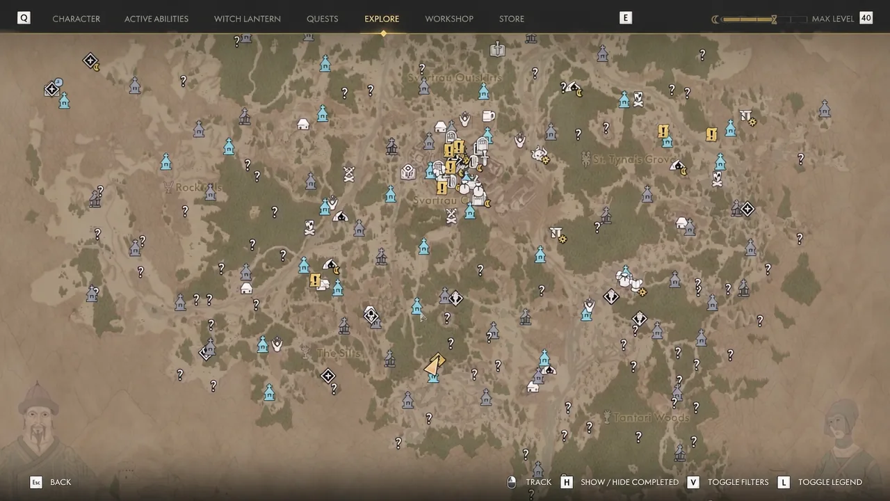 Explore tab open on the world map with markers for Xanthe's artefact convoy route
