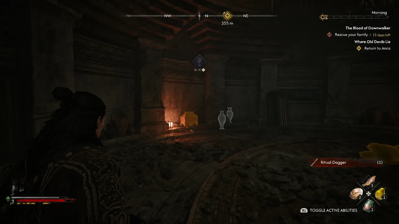 Opened chest in the boss room holding the Ancient Footwear legendary heavy boots