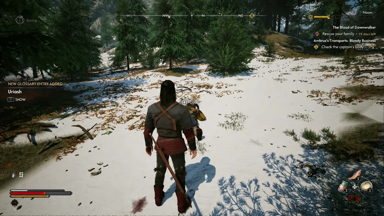 New Uriash glossary entry notification with a loot prompt on screen