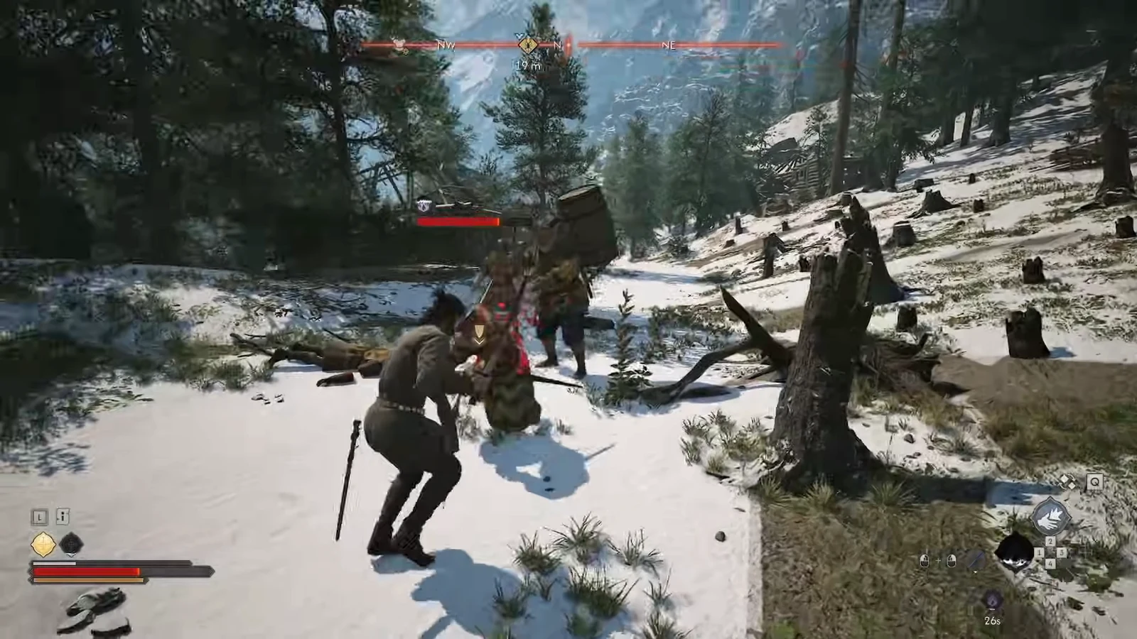 Melee attack landing on a marked transport guard during the roadside ambush