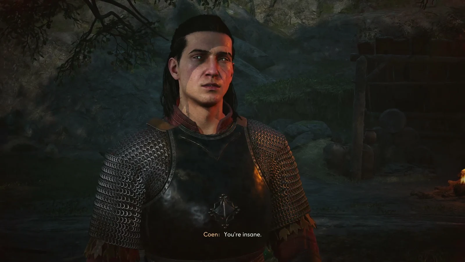 Dialogue wheel with the You're insane response highlighted during the conversation with Klaus.