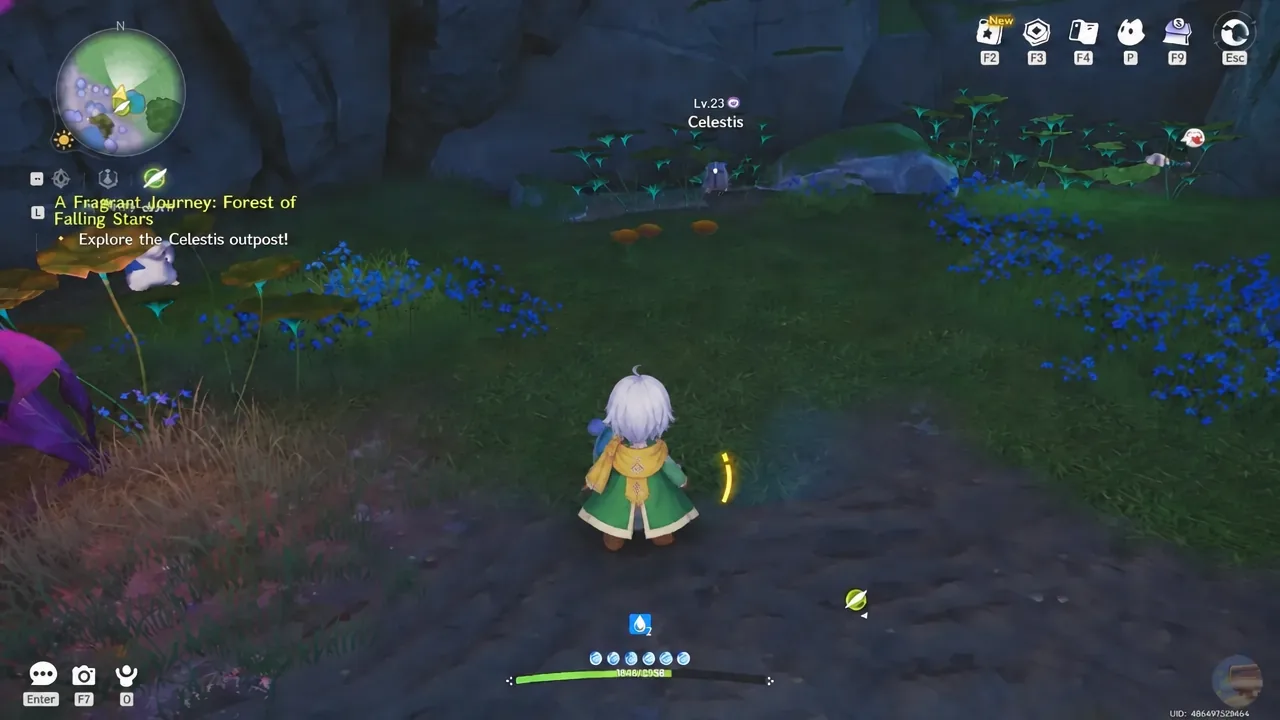 Quest tracker for A Fragrant Journey: Forest of Falling Stars while collecting Starines inside the cave
