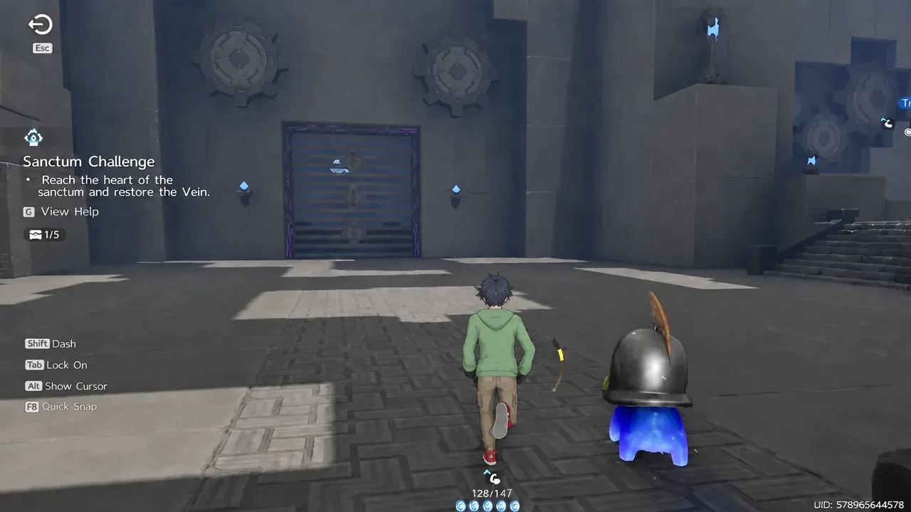 Sanctum Challenge objective tracking the Vein restoration as the player approaches the sealed inner door