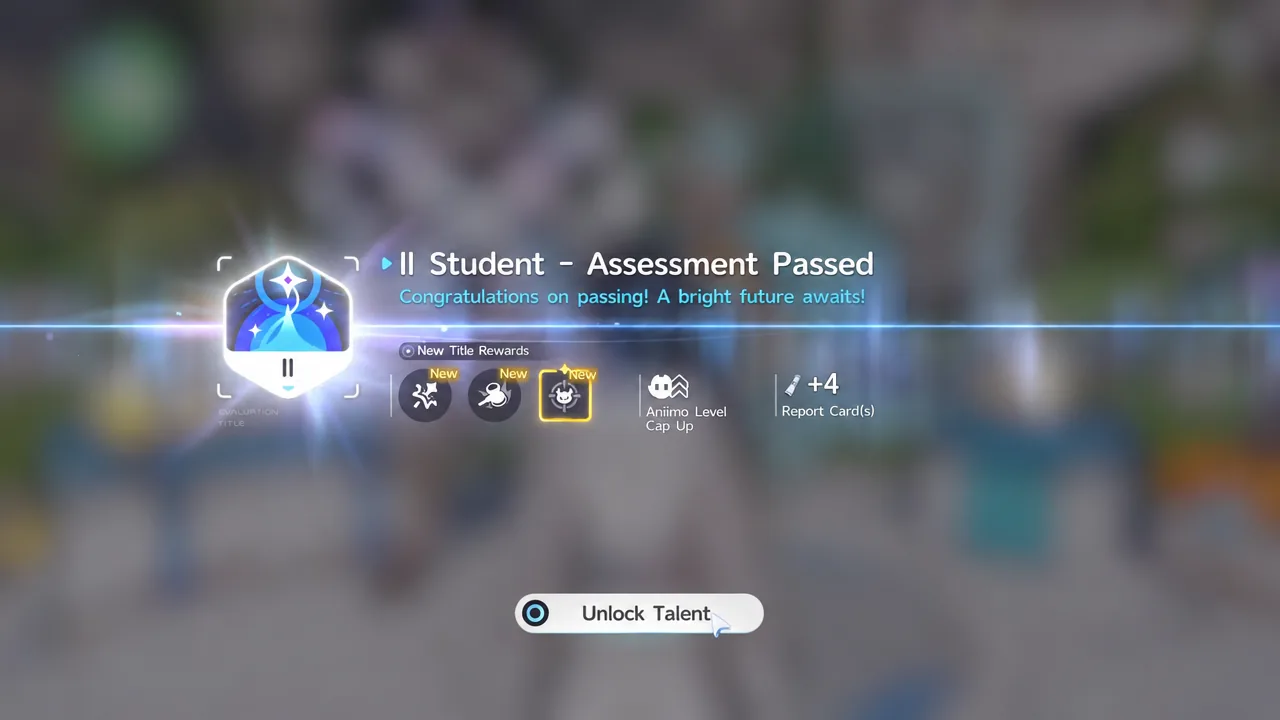 Student Assessment Passed results screen with Unlock Talent highlighted as the next action