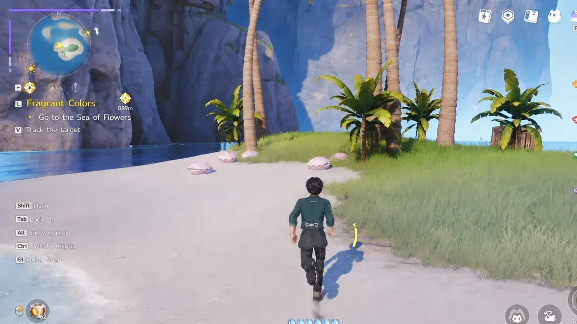 On-screen objective marker guiding the player toward a tracked destination while running