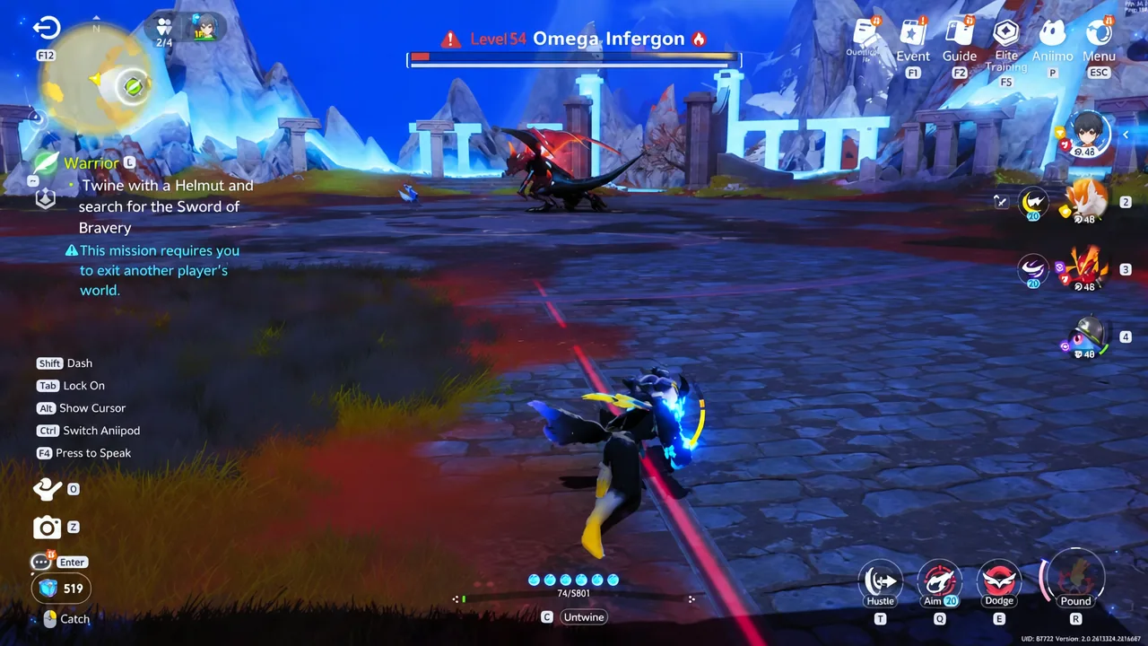 Level 54 Omega Infergon's red health bar during the final phase of the fight