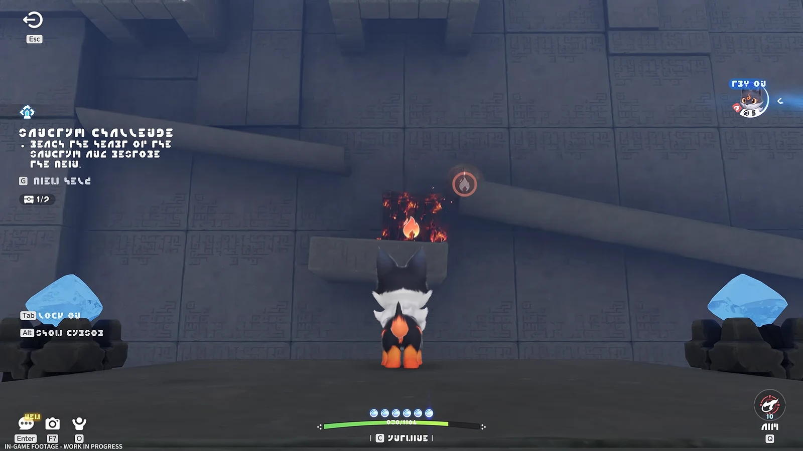 The player spots and opens the second chest (2/4) sitting on a platform