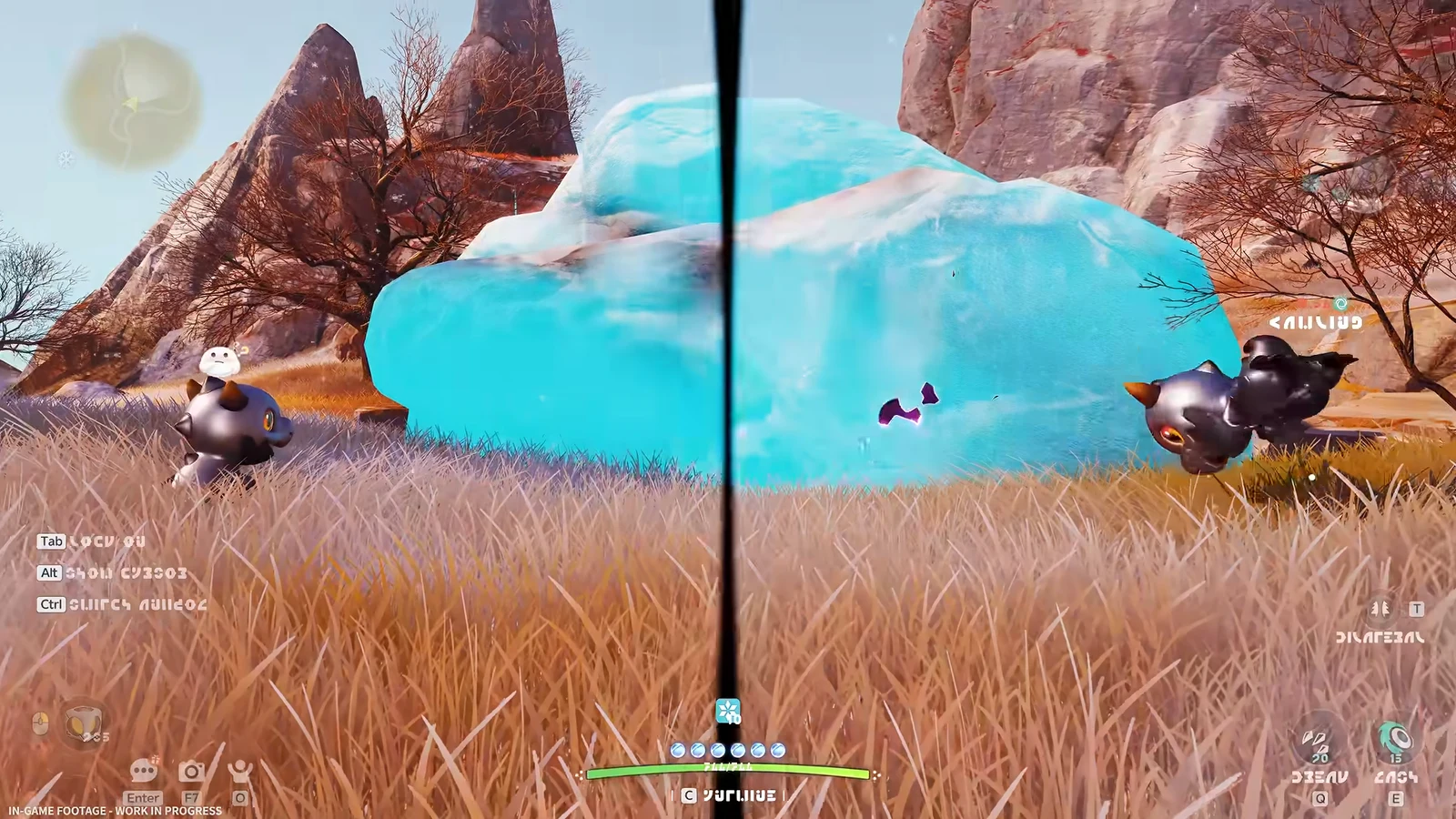 Following the on-screen hint, the player moves to the left hallway, aims Fire Bolt at an explosive barrel behind ice…