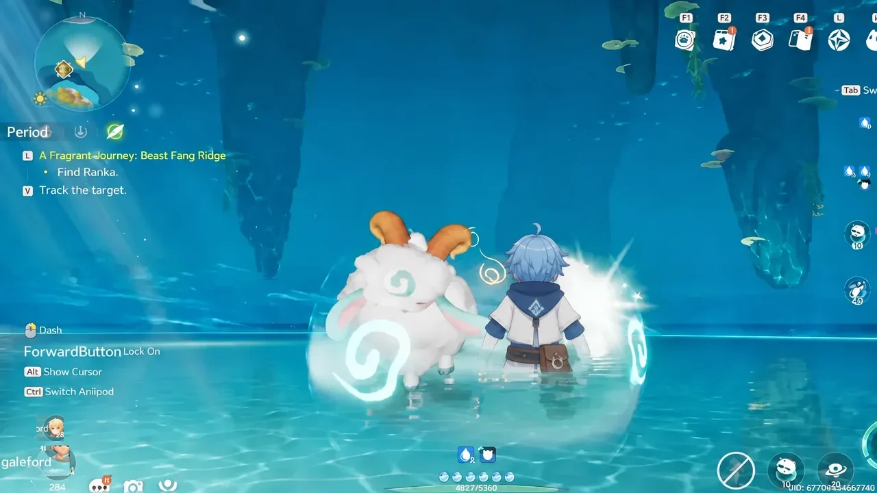 Underwater exploration with the Find Franka objective active in Beast Fang Ridge
