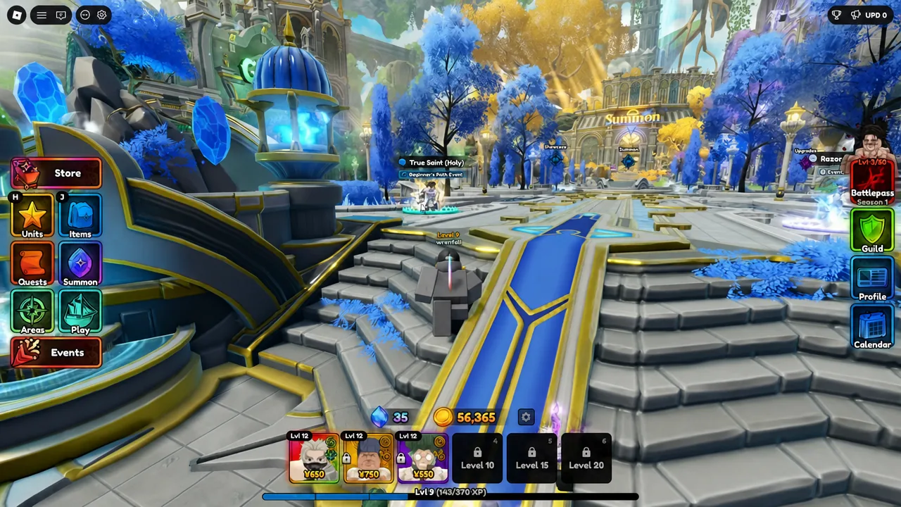 Main hub screen with a menu button highlighted while navigating lobby menus