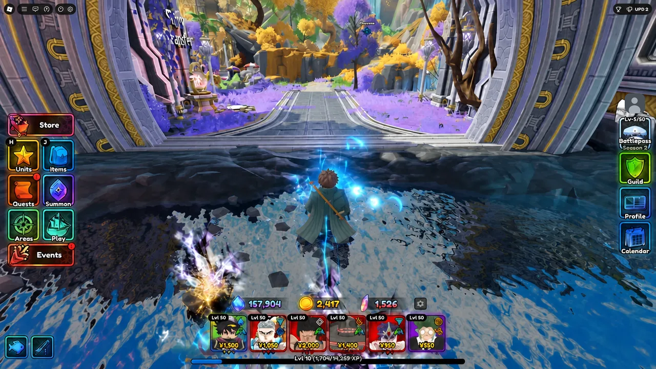 Anime Expeditions lobby hub with the Store button highlighted next to the player avatar
