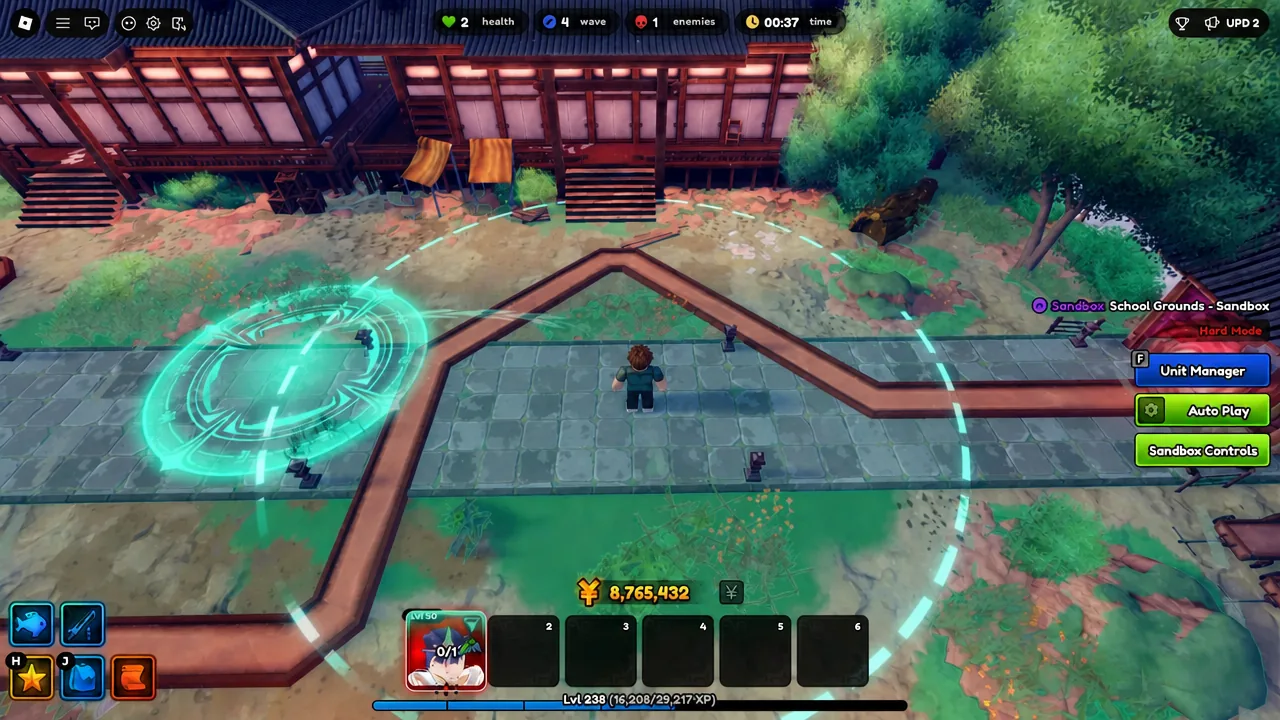 School Grounds Sandbox with the Place button highlighted while positioning a unit