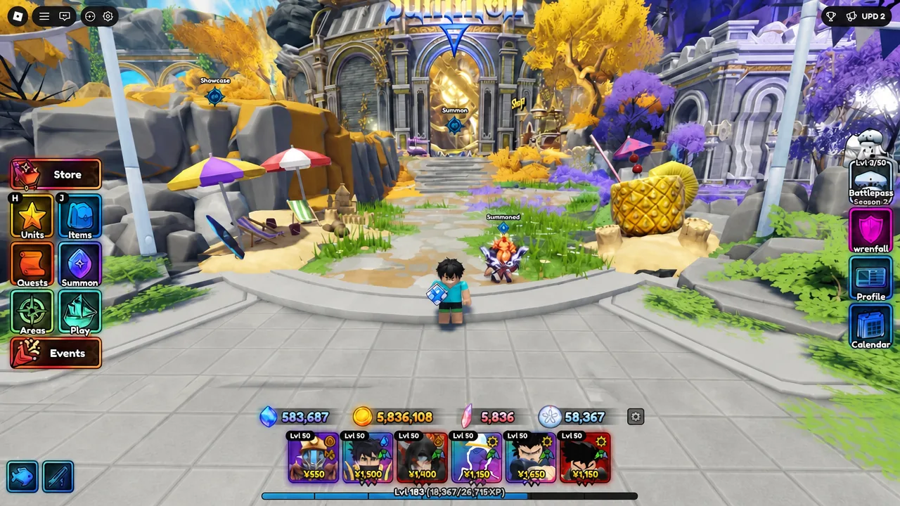 Anime Expeditions lobby with the Summon button visible