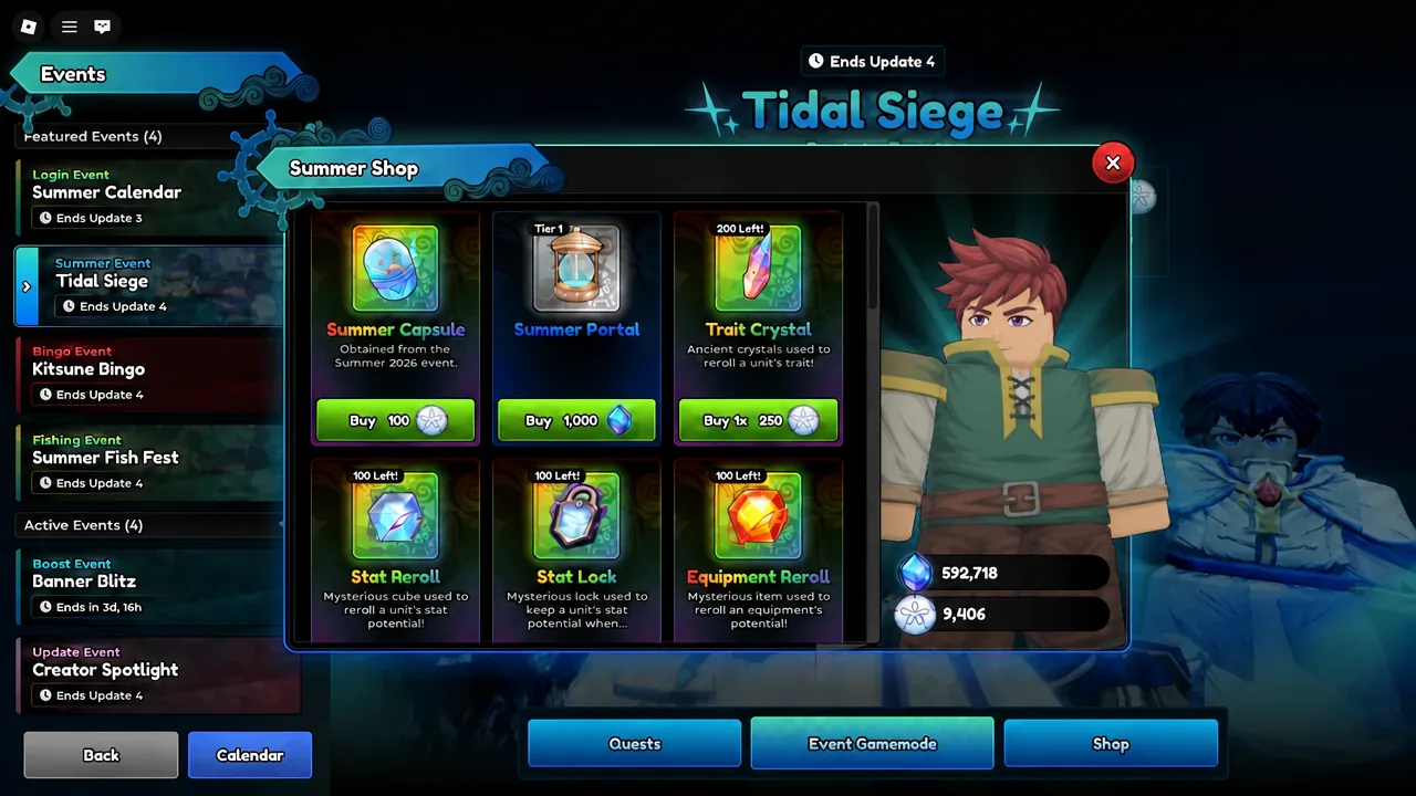 Sovereign equipped with Lightning Dagger, Shinigami Sword, and Warrior Pole gear