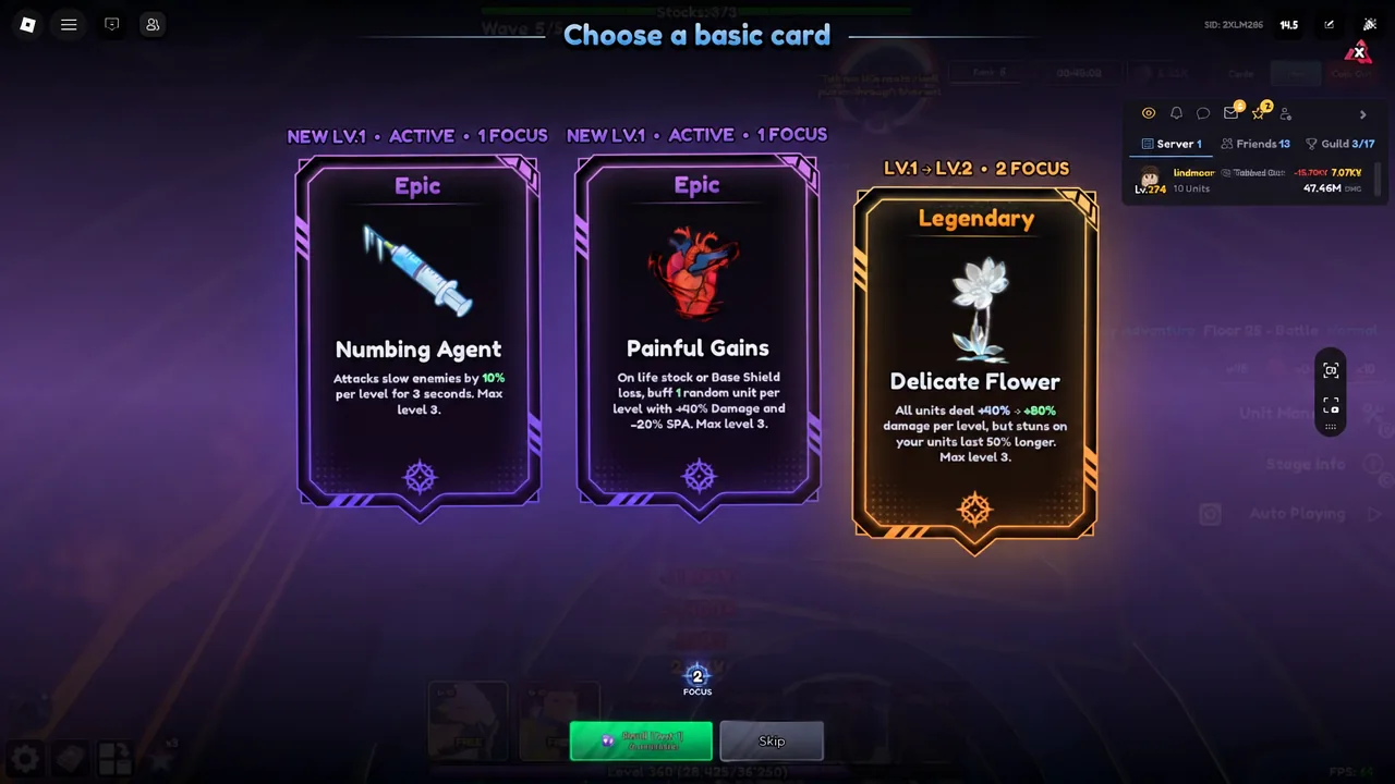 Choose a basic card screen in Odyssey with the Delicate Flower card highlighted