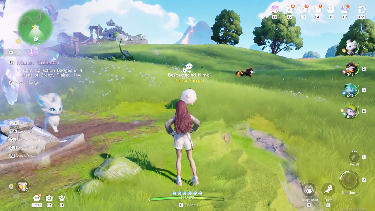 Flameruff caught in the plains with the tracking complete notice on screen
