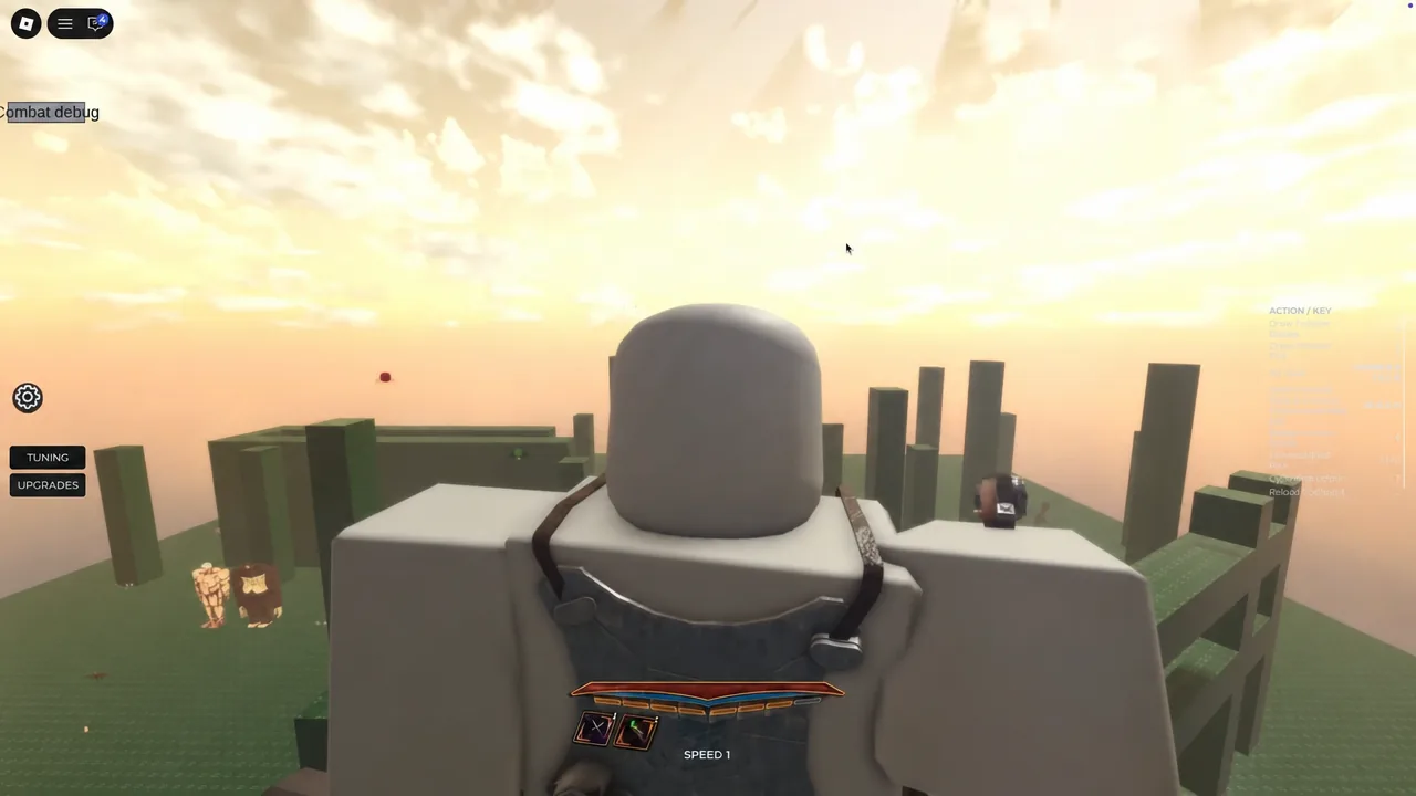 Scout Regiment character on a wall in the ODM gear test environment